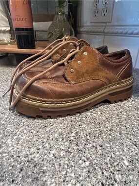 Chunky Y2K CAT Brown Womens Leather Shoes  Size 6.5